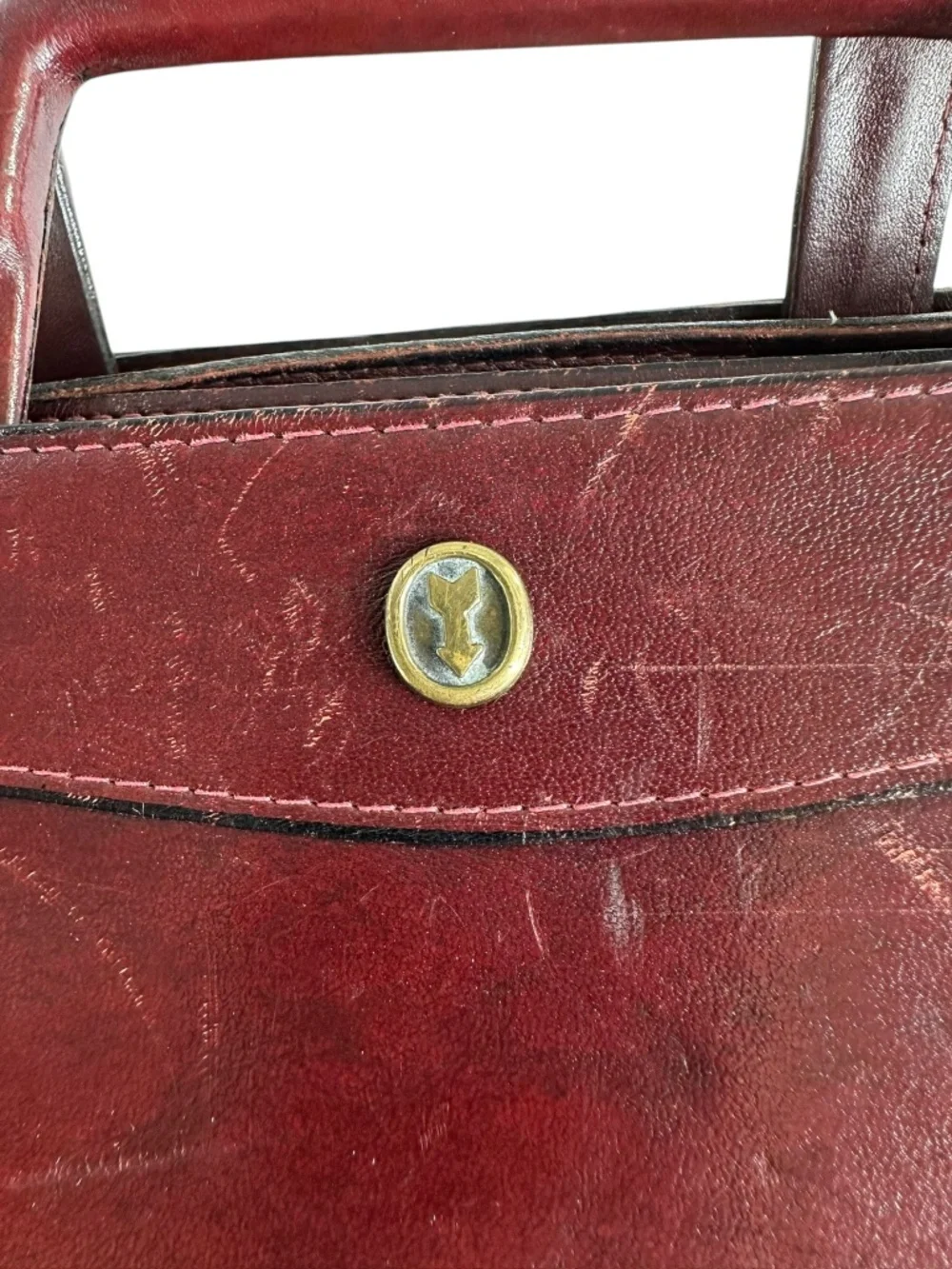 Vintage GOLD PFEIL Sport Burgundy Leather Classic Business Style Briefcase Bag